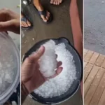 Chuva de gelo surpreende moradores no Sul do Maranhão